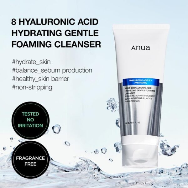 ANUA 8 HYALURONIC ACID HYDRATING GENTLE FOAMING CLEANSER 150ml - Image 3